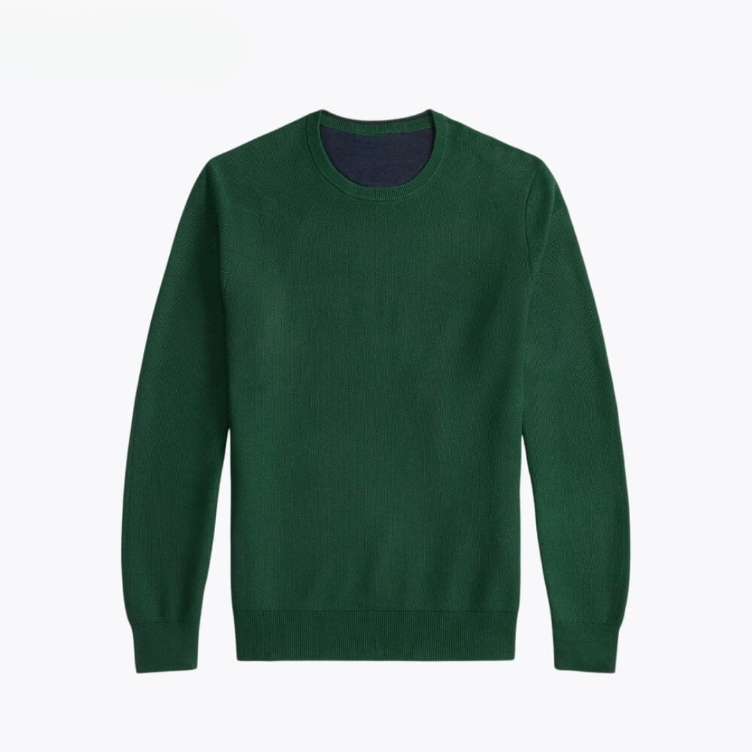 Mesh Knit Cotton Jumper with Crew Neck